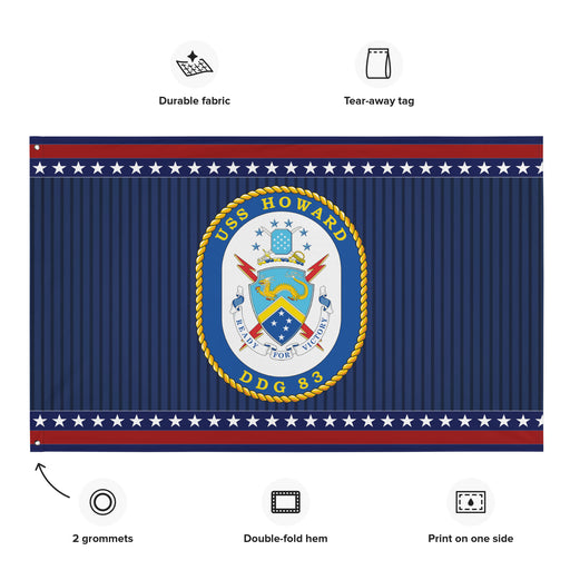 Patriotic USS Howard (DDG-83) Ship's Crest Wall Flag Tactically Acquired   