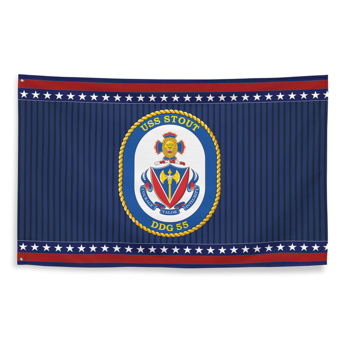 Patriotic USS Stout (DDG-55) Ship's Crest Wall Flag Tactically Acquired   