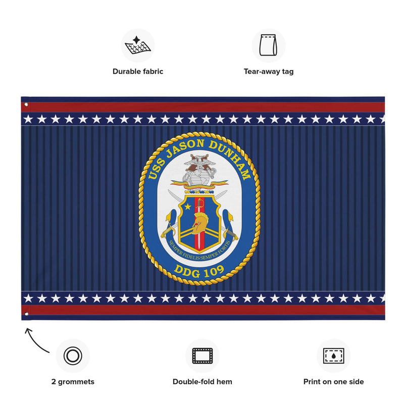 Patriotic USS Jason Dunham (DDG-109) Ship's Crest Wall Flag
