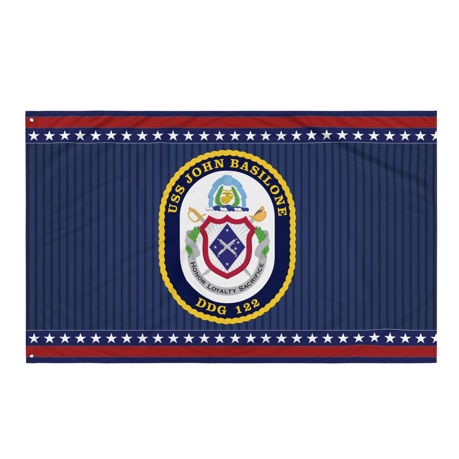 Patriotic USS John Basilone (DDG-122) Ship's Crest Wall Flag Tactically Acquired Default Title  