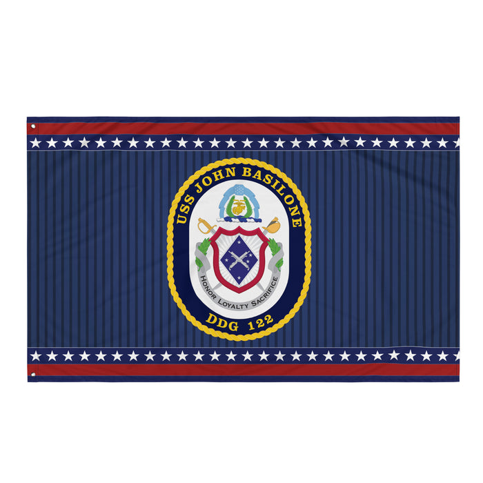 Patriotic USS John Basilone (DDG-122) Ship's Crest Wall Flag Tactically Acquired Default Title  