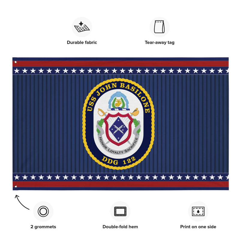 Patriotic USS John Basilone (DDG-122) Ship's Crest Wall Flag