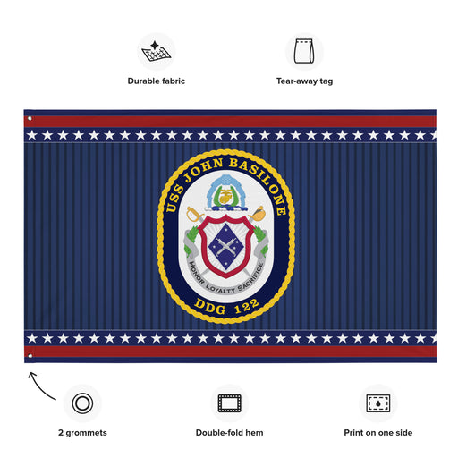 Patriotic USS John Basilone (DDG-122) Ship's Crest Wall Flag Tactically Acquired   