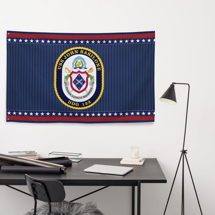 Patriotic USS John Basilone (DDG-122) Ship's Crest Wall Flag Tactically Acquired   