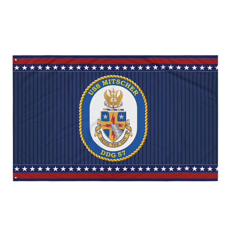 Patriotic USS Mitscher (DDG-57) Ship's Crest Wall Flag