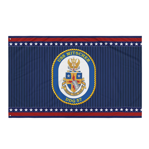 Patriotic USS Mitscher (DDG-57) Ship's Crest Wall Flag Tactically Acquired Default Title  