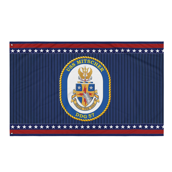 Patriotic USS Mitscher (DDG-57) Ship's Crest Wall Flag Tactically Acquired Default Title  