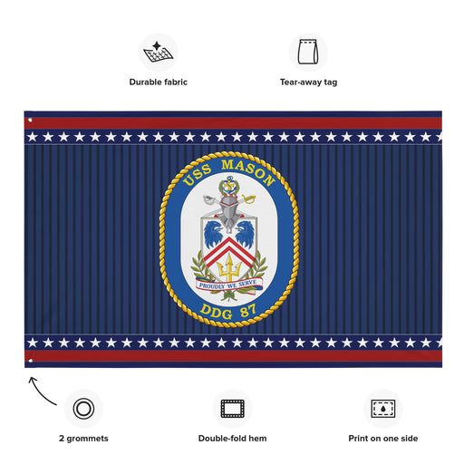 Patriotic USS Mason (DDG-87) Ship's Crest Wall Flag Tactically Acquired   