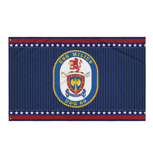 Patriotic USS Milius (DDG-69) Ship's Crest Wall Flag Tactically Acquired Default Title  