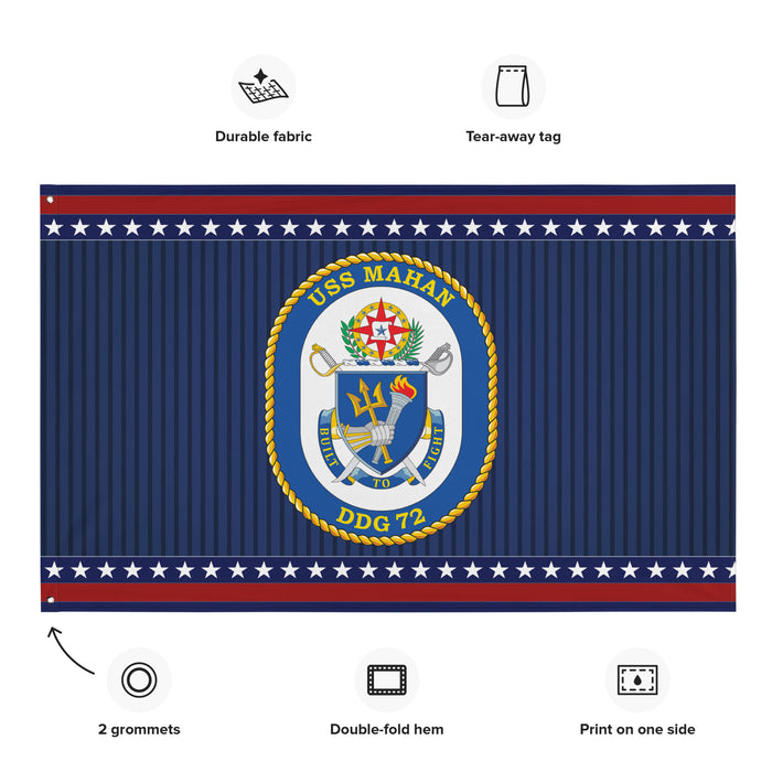 Patriotic USS Mahan (DDG-72) Ship's Crest Wall Flag Tactically Acquired   