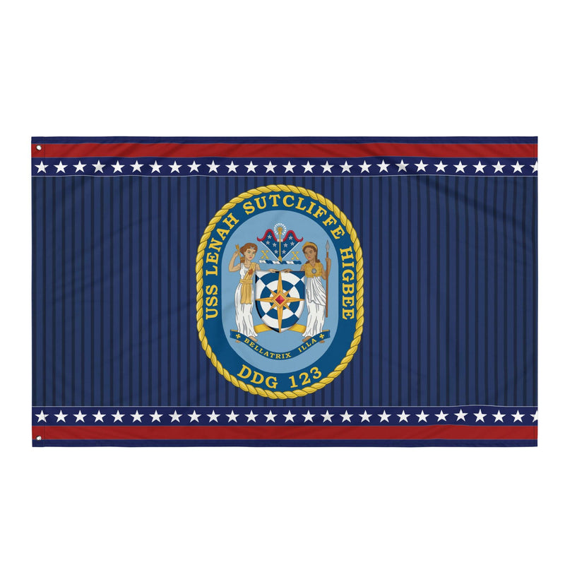 Patriotic USS Lenah Sutcliffe Higbee (DDG-123) Ship's Crest Wall Flag