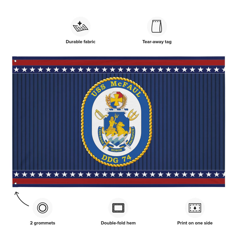 Patriotic USS McFaul (DDG-74 Ship's Crest Wall Flag
