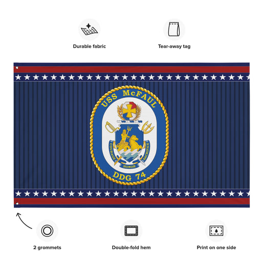 Patriotic USS McFaul (DDG-74 Ship's Crest Wall Flag Tactically Acquired   