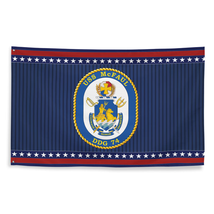 Patriotic USS McFaul (DDG-74 Ship's Crest Wall Flag Tactically Acquired   