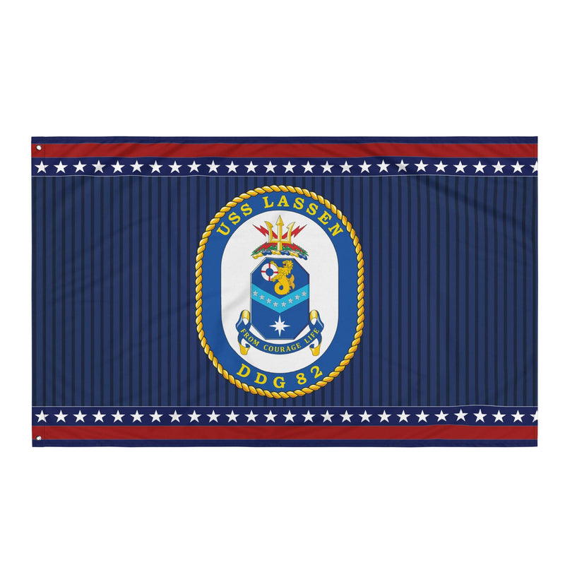Patriotic USS Lassen (DDG-82) Ship's Crest Wall Flag