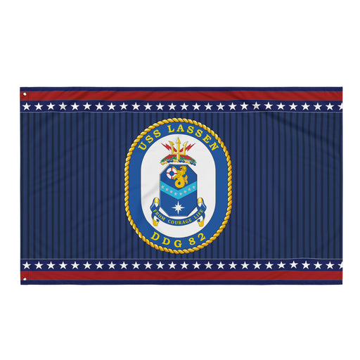 Patriotic USS Lassen (DDG-82) Ship's Crest Wall Flag Tactically Acquired Default Title  