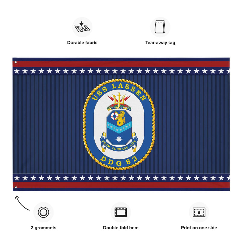 Patriotic USS Lassen (DDG-82) Ship's Crest Wall Flag