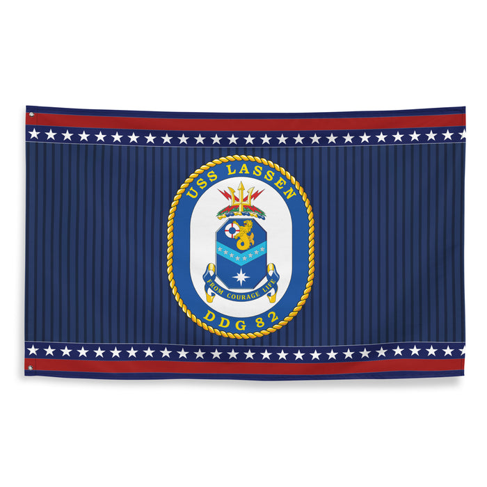 Patriotic USS Lassen (DDG-82) Ship's Crest Wall Flag Tactically Acquired   