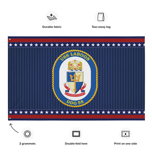 Patriotic USS Laboon (DDG-58) Ship's Crest Wall Flag Tactically Acquired   