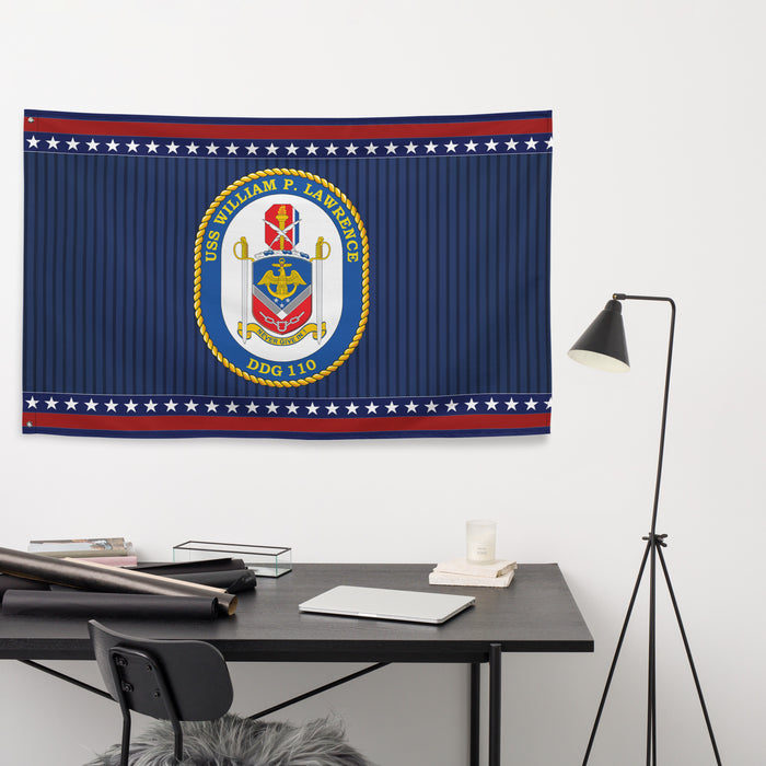 Patriotic USS William P. Lawrence (DDG-110) Ship's Crest Wall Flag Tactically Acquired   