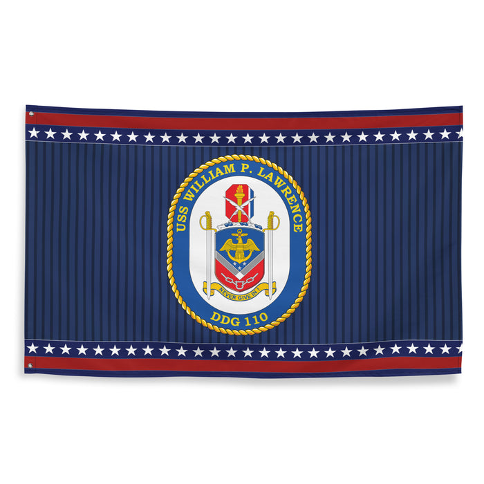 Patriotic USS William P. Lawrence (DDG-110) Ship's Crest Wall Flag Tactically Acquired   