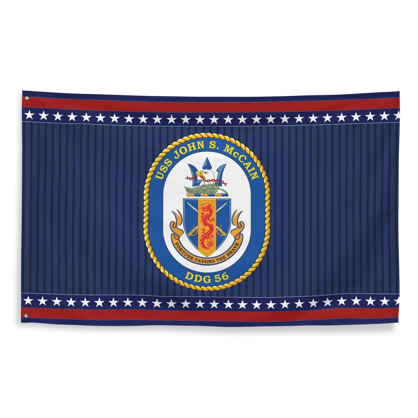 Patriotic USS John S. McCain (DDG-56) Ship's Crest Wall Flag Tactically Acquired   