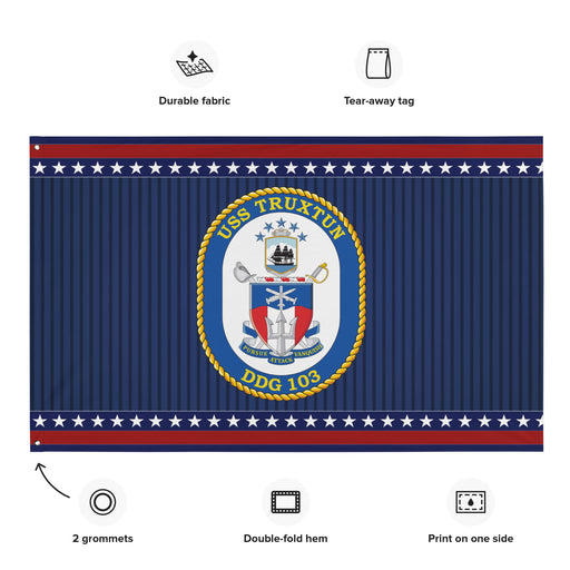 Patriotic USS Truxtun (DDG-103) Ship's Crest Wall Flag Tactically Acquired   