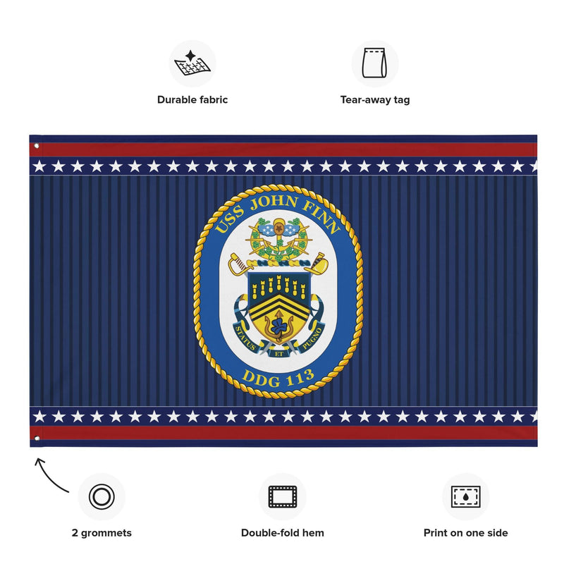 Patriotic USS John Finn (DDG-113) Ship's Crest Wall Flag