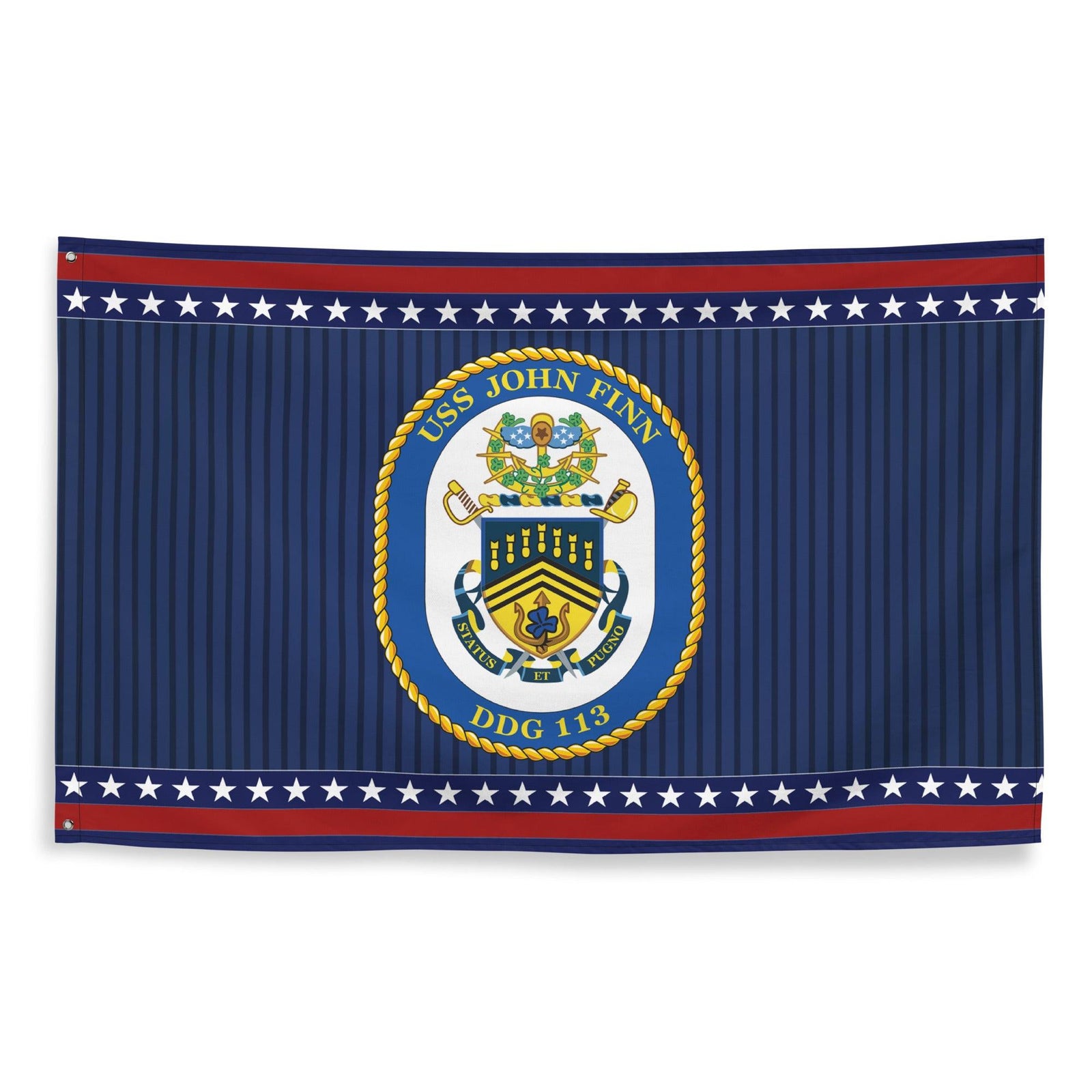 Patriotic USS John Finn (DDG-113) Ship's Crest Wall Flag Tactically Acquired   
