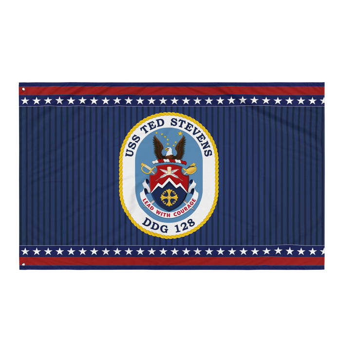 Patriotic USS Ted Stevens (DDG-128) Ship's Crest Wall Flag Tactically Acquired Default Title  