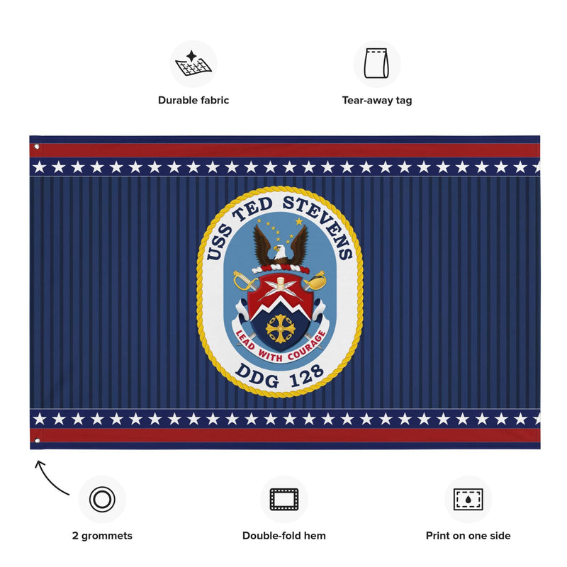 Patriotic USS Ted Stevens (DDG-128) Ship's Crest Wall Flag