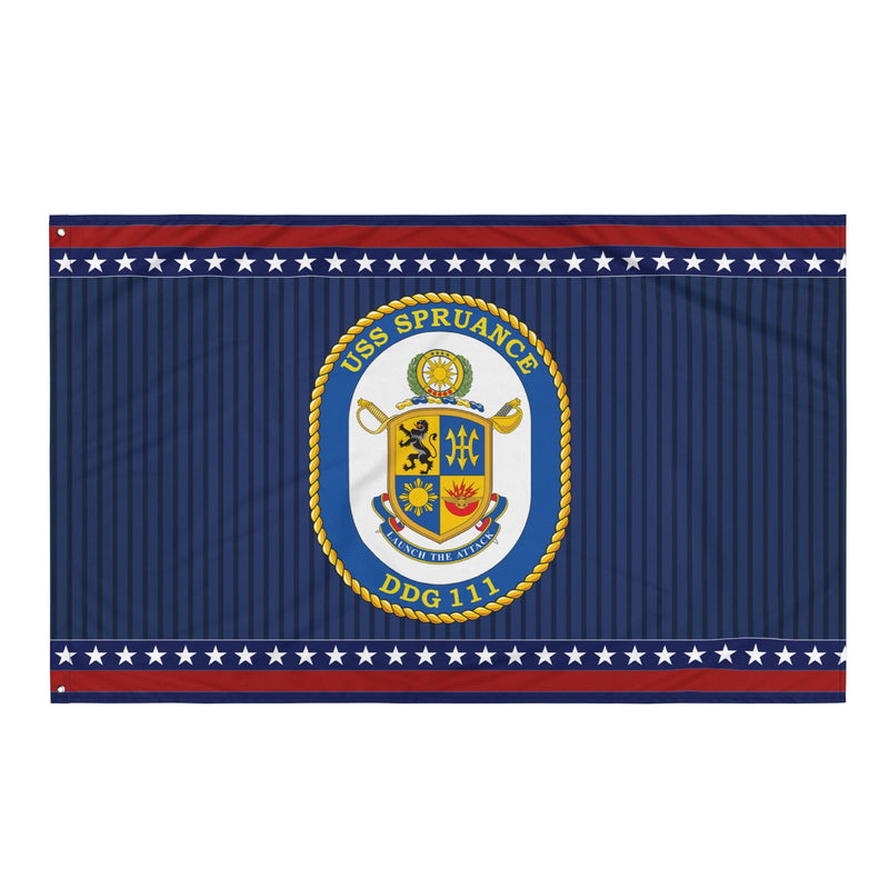 Patriotic USS Spruance (DDG-111) Ship's Crest Wall Flag