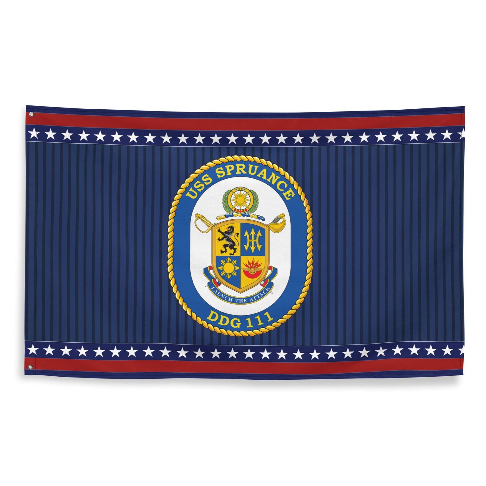 Patriotic USS Spruance (DDG-111) Ship's Crest Wall Flag Tactically Acquired   