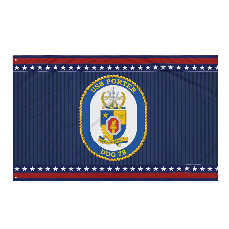 Patriotic USS Porter (DDG-78) Ship's Crest Wall Flag