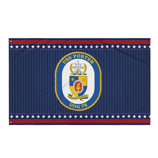 Patriotic USS Porter (DDG-78) Ship's Crest Wall Flag Tactically Acquired Default Title  