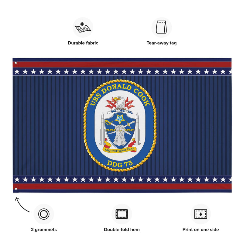 Patriotic USS Donald Cook (DDG-75) Ship's Crest Wall Flag