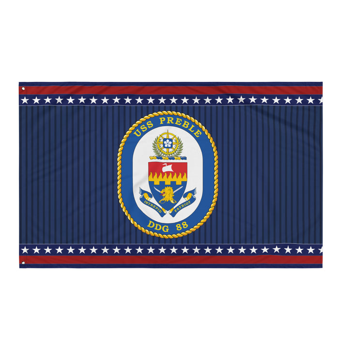 Patriotic USS Preble (DDG-88) Ship's Crest Wall Flag Tactically Acquired Default Title  