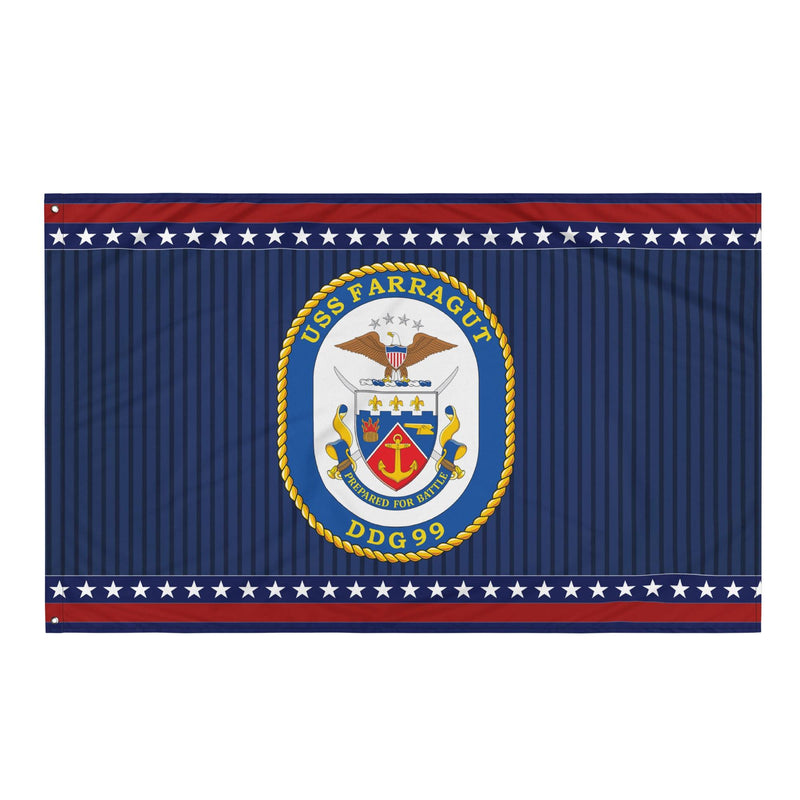 Patriotic USS Farragut (DDG-99) Ship's Crest Wall Flag
