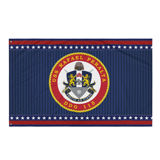 Patriotic USS Rafael Peralta (DDG-115) Ship's Crest Wall Flag Tactically Acquired Default Title  