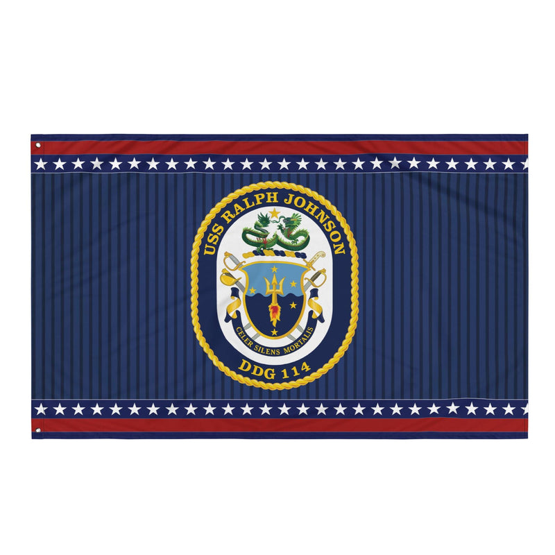 Patriotic USS Ralph Johnson (DDG-114) Ship's Crest Wall Flag