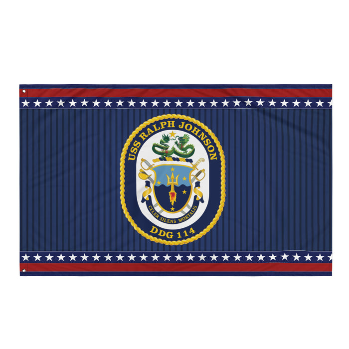 Patriotic USS Ralph Johnson (DDG-114) Ship's Crest Wall Flag Tactically Acquired Default Title  