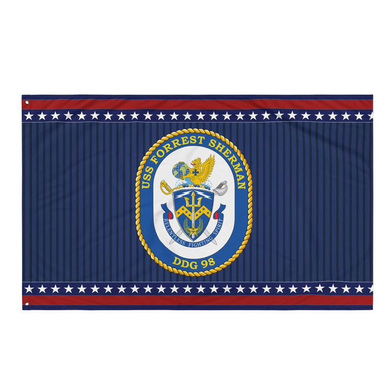 Patriotic USS Forrest Sherman (DDG-98) Ship's Crest Wall Flag