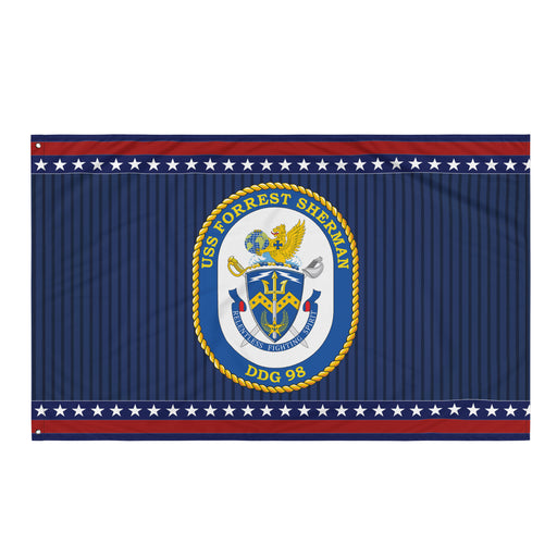 Patriotic USS Forrest Sherman (DDG-98) Ship's Crest Wall Flag Tactically Acquired Default Title  