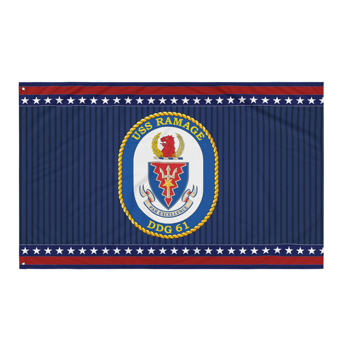 Patriotic USS Ramage (DDG-61) Ship's Crest Wall Flag Tactically Acquired Default Title  