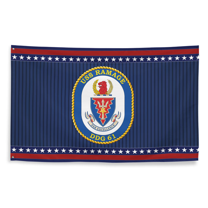 Patriotic USS Ramage (DDG-61) Ship's Crest Wall Flag Tactically Acquired   