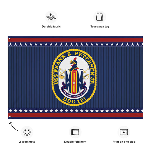 Patriotic USS Frank E. Peterson (DDG-121) Ship's Crest Wall Flag Tactically Acquired   