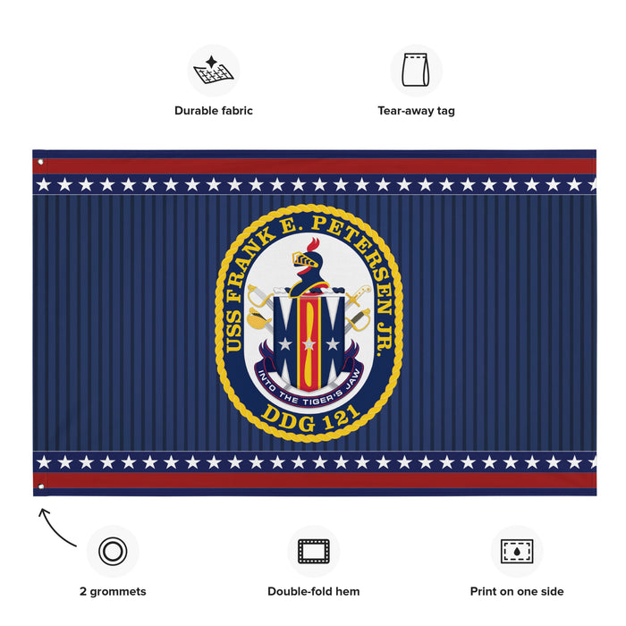 Patriotic USS Frank E. Peterson (DDG-121) Ship's Crest Wall Flag Tactically Acquired   