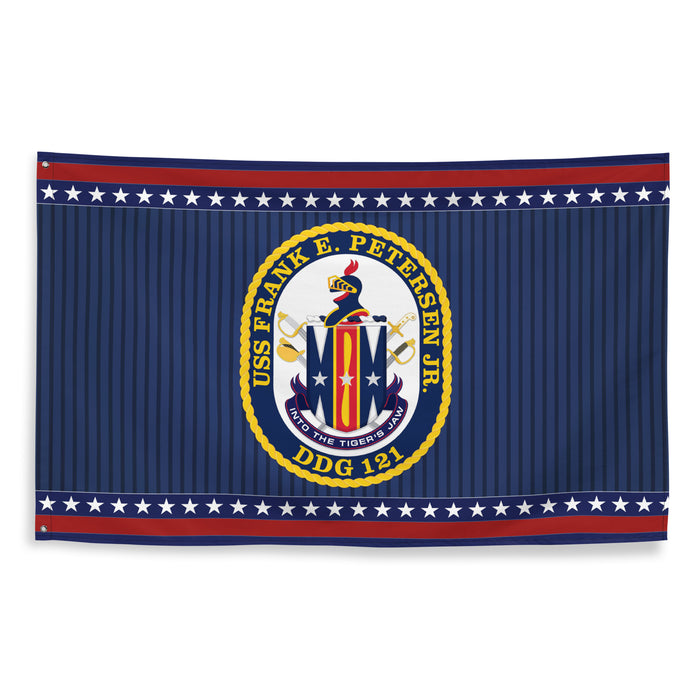 Patriotic USS Frank E. Peterson (DDG-121) Ship's Crest Wall Flag Tactically Acquired   