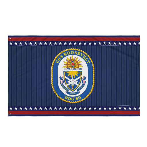 Patriotic USS Roosevelt (DDG-80) Ship's Crest Wall Flag Tactically Acquired Default Title  