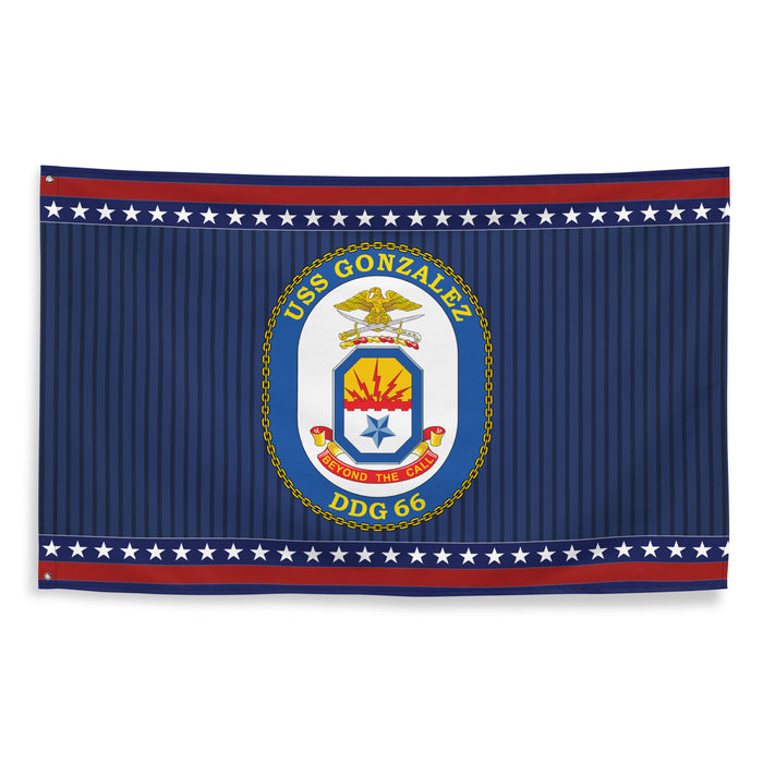 Patriotic USS Gonzalez (DDG-66) Ship's Crest Wall Flag Tactically Acquired   